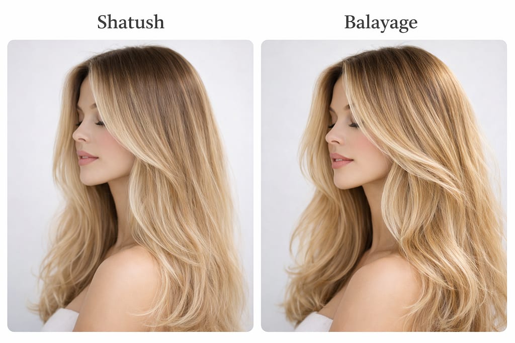 Diferencia entre shatush y balayage en cabello iluminado
